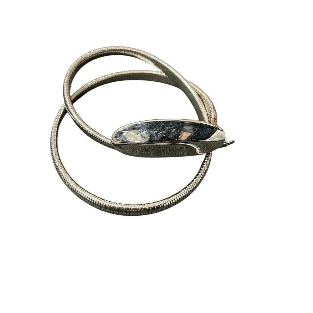 Silver Metal Stretch Fashion Belt 31” Before‎ Stretch